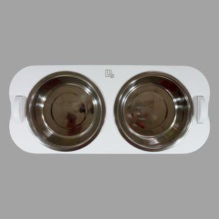 Миски металеві на дерев'яній підставці Lucky Pet лінійка 2x1,63л/21см, білий (арт.552471) 552471 фото