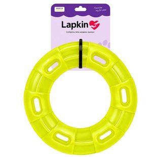 Іграшка Lapkin ігрове кільце для собак жовтий, 15 см 122732 фото