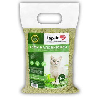 Наповнювач Lapkin з тофу для котячого туалету з ароматом зеленого чаю, 6 л 122303 фото