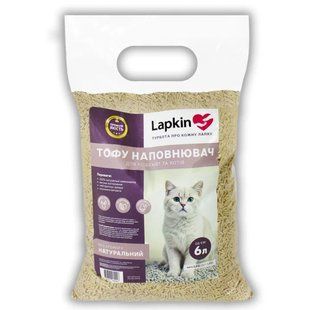 Наповнювач Lapkin з тофу для котячого туалету без аромату, 6 л 122304 фото