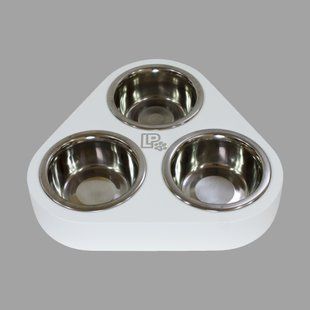 Миски металеві на дерев'яній підставці Lucky Pet лінійка 3x0,24л/11,5см, білий (арт.553379) 553379 фото